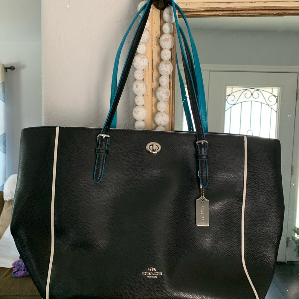 Coach Black Leather Tote Bag